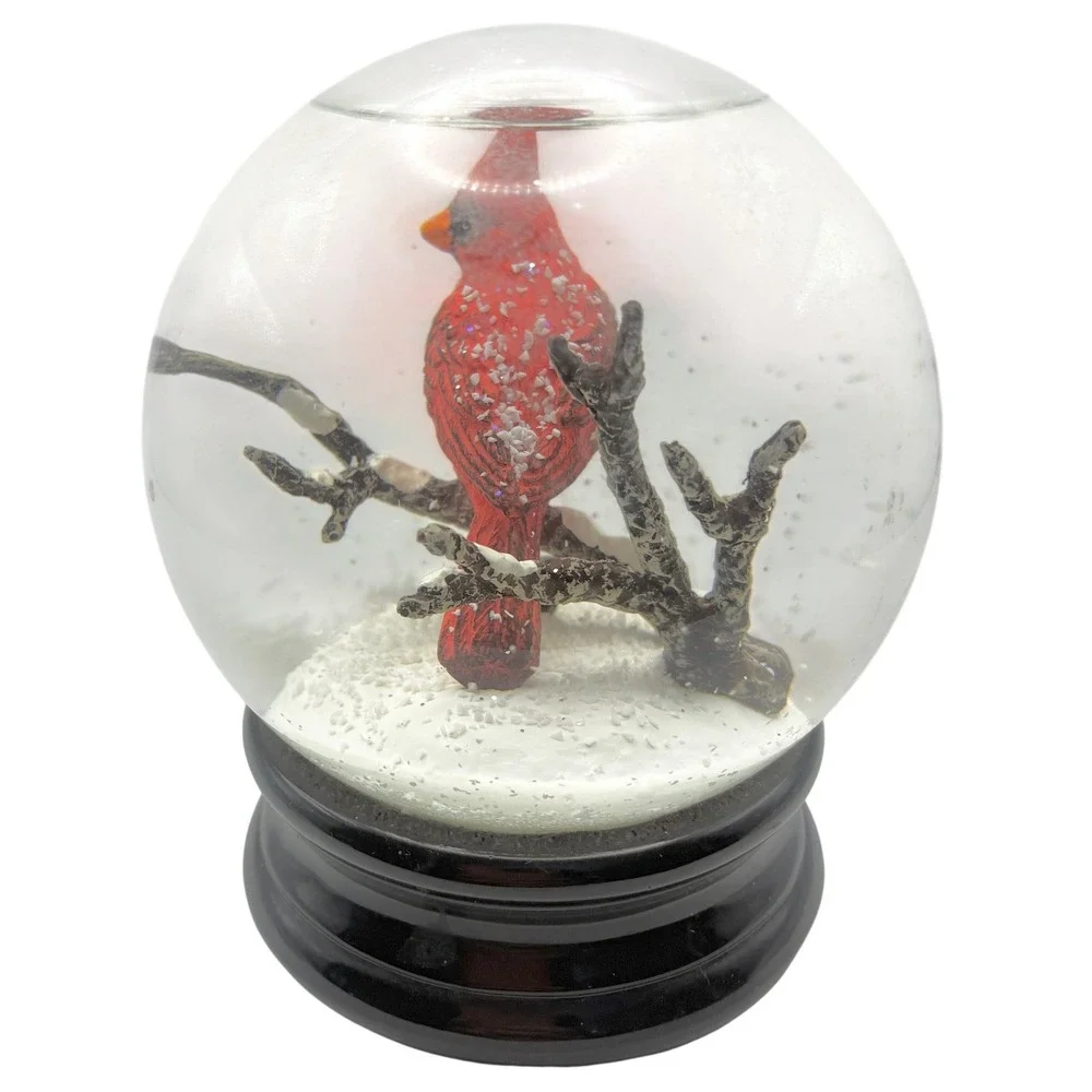 Gumps San Francisco Snow Globe Red Cardinal Bird Black Base 2012 Big Trike